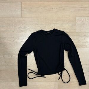 Zara Black Crop Top with Tie Front